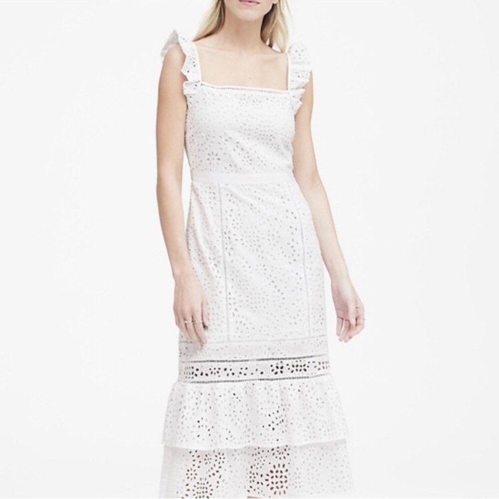 NWT White Eyelet Pinafore BR Dress